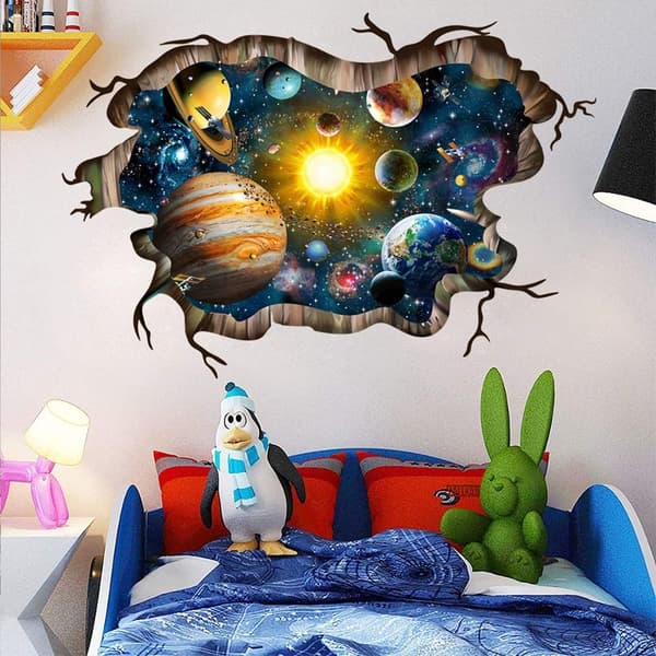 3D Galaxy Planets Väggdekaler krossade solsystemet