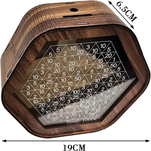 Sparlåda Pengar Spara utmaning med siffror diagram Wooden