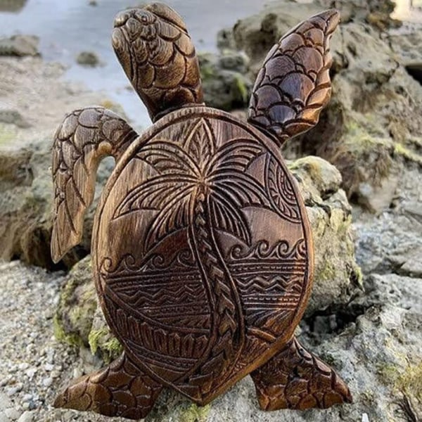 Kilpikonnahartsipatsas Havaijin merikilpikonnan puusta veistetty patsas Style B
