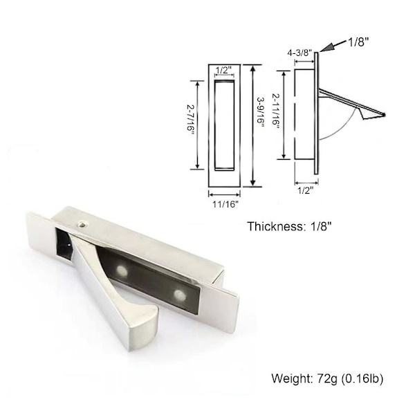 2 Pack Pocket Door Edge Pull Liukuva Closet Oven kahvat Tasossa