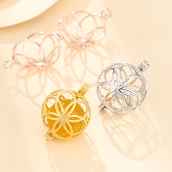 Stone Bead Cage Holder Pendant Stone Holder Pendant GULD STYLE Gold Style 3-Style 3