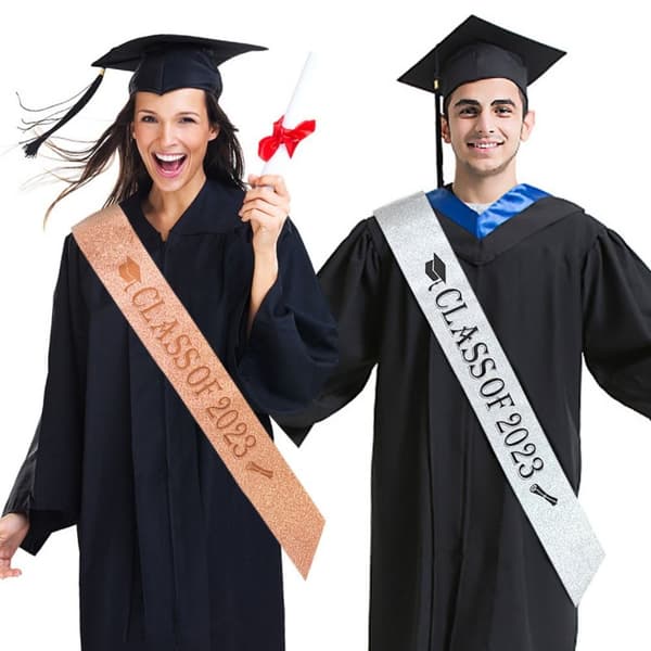 2023 Graduation Sash Valmistunut Satin SILVER silver