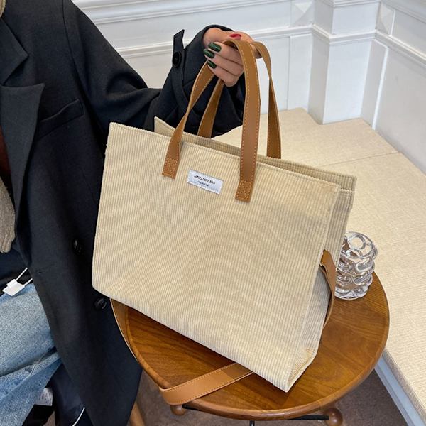Lærreds skuldertaske Indkøbstasker KHAKI khaki