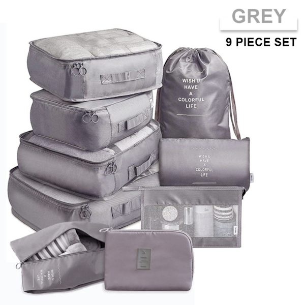 9stk Bagageopbevaringstasker Rejsekufferttasker BEIGE Beige