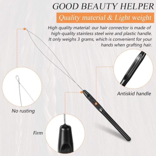 20 stk Hair Extension Loop Nåle Loop Tools Threader Trækker