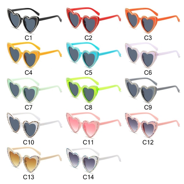 Hjerteformede solbriller Diamantsolbriller C13 C13 C13