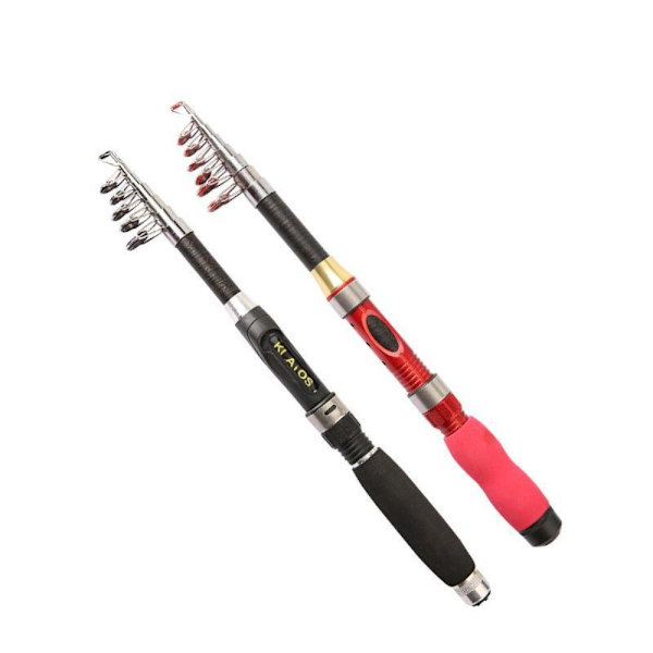 Teleskop fiskestang Bærbar fiskestang RØD 2,3M 2,3M Red 2.3m-2.3m
