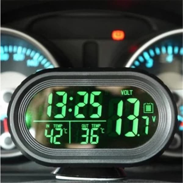 Digital voltmätare Biltemperaturklocka BLÅ blue