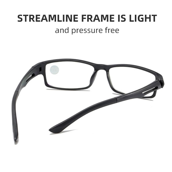 Anti-Blue Light Läsglasögon Fyrkantiga glasögon SVART Black Strength 150