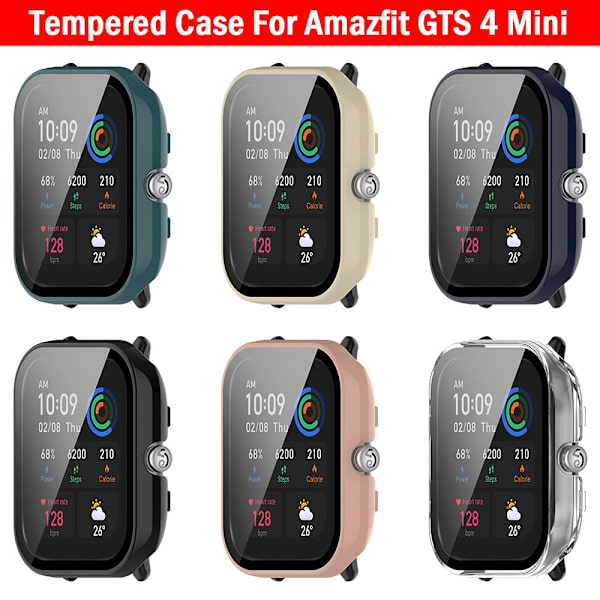 For Amazfit GTS 4 Mini PC-veske+herdet glass ROSA pink