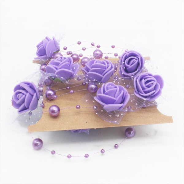 2ST Konstgjorda pärlor Pärlor Kedja Rose Blommor Girlander LILA purple