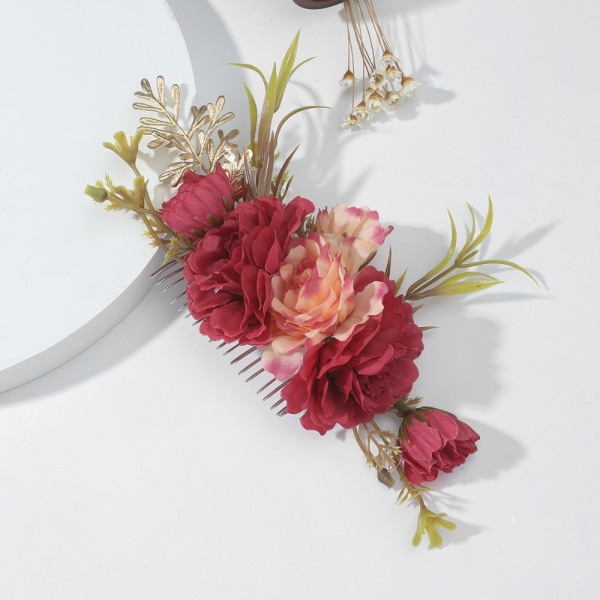 Flower Hair Comb Flower Hiusneula ROSE RED Rose Red