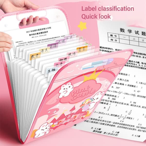 A4 Fil Mappe Test Papir Opbevaring Mappe PINK Pink