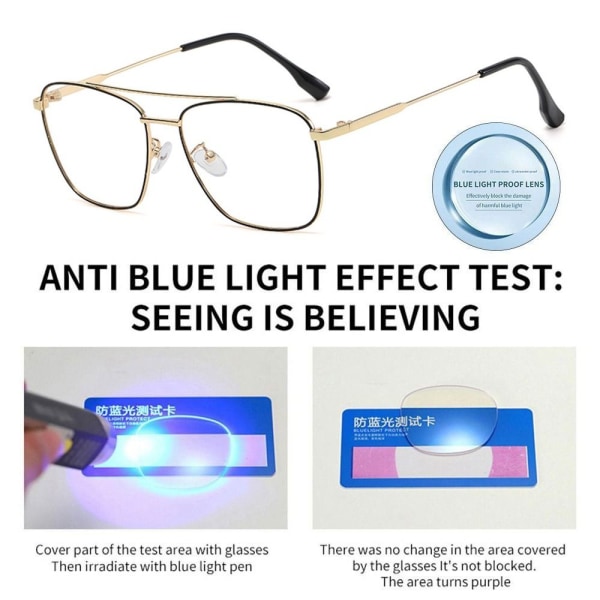 Anti-Blue Light Briller Oversized Briller SORT SØLV SORT Black silver