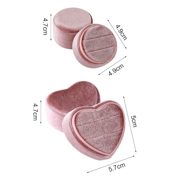 Sammetssmyckeskrin Dubbelring Förvaringslåda ROSA CIRKULÄR pink Circular-Circular