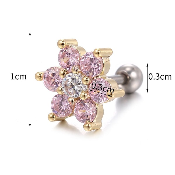 Ions nuorentava Tourmaline Stud Infrapuna Lymphvity -korvakorut Pink