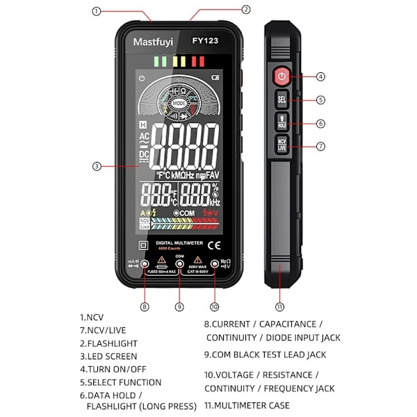 Digital Multimeter AC DC Spänningsmätare Ohm NCV Multimetrar