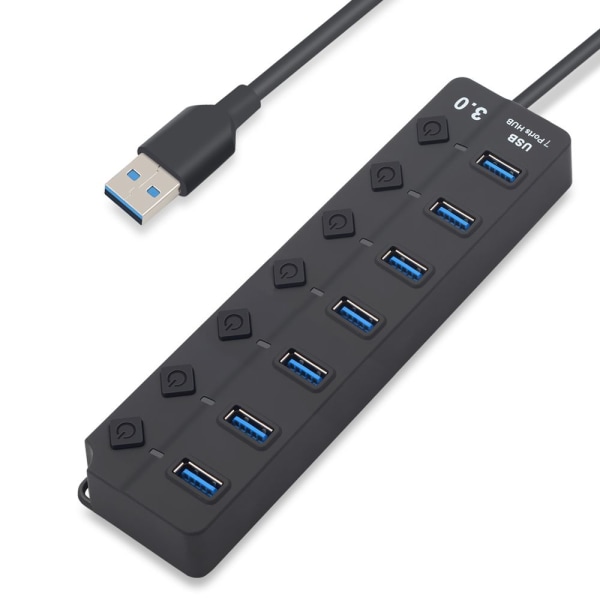 4/7-ports USB 3.0 Hub Höghastighets utan kabel 7 Ports USB Hub