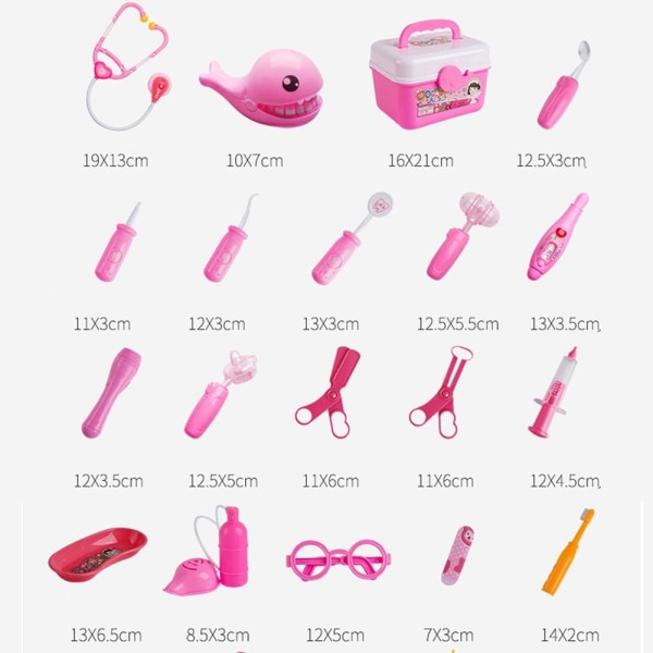 Läkare Toy Set Barnleksaker Sjuksköterska Tandläkare Kit Rollspel pink 39pcs