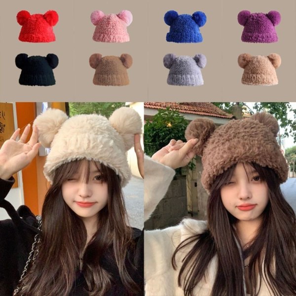 Strikket Hat Bear Ear Hat SORT black