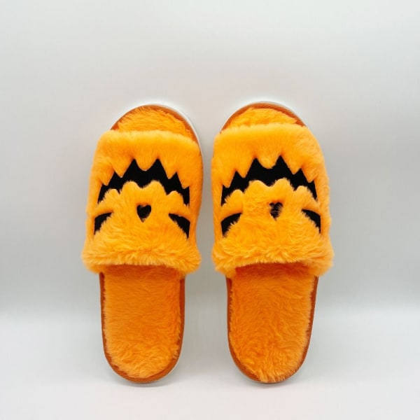 Halloween pumpa tofflor päls par tofflor RÖDA Red