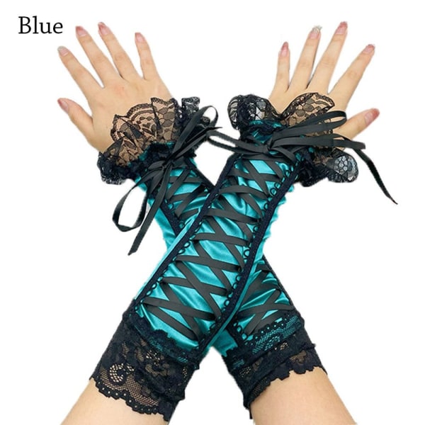 Lace Long Gloves Halvfingerhandskar BLÅ blue