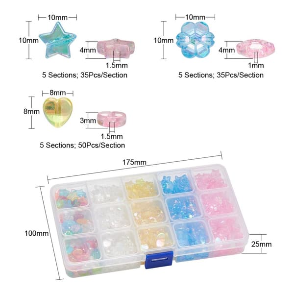 600st Acrylic Charming Beads Star Beads Charming Heart Beads