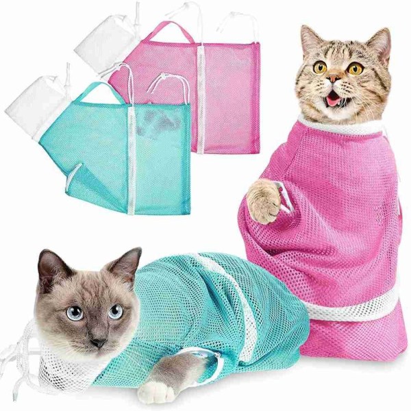 Pet Bath Mesh Bag Cat Tvättpåsar GRÅ grey