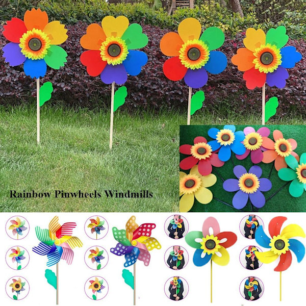 Färgglada solrosväderkvarnar Layout Pinwheels Leksaker 2 2 2