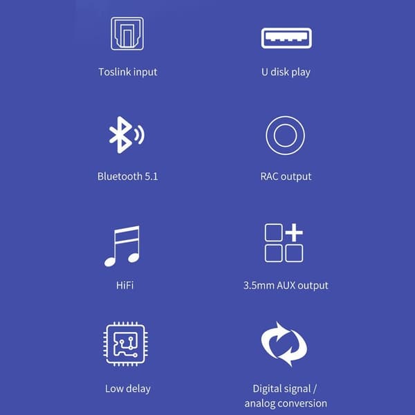 Bluetooth 5.1 Receiver U Disk Digital til Analog Audio
