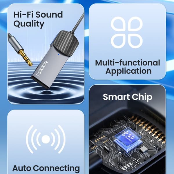Trådlös Bluetooth Adapter Bilhögtalare GRÅ Grey
