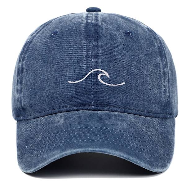 Wave Broderi Baseball Kepsar Distressed Faded Cap NAVY navy
