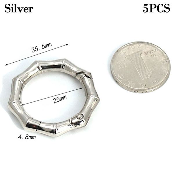 5 st Spring Polygon-Ring Spännen Karbinhake Handväskor Handväskor Silver 35.6mm