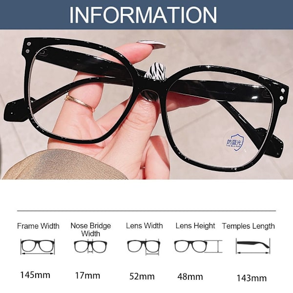 Anti-Blue Light Glasses Ylisuuret silmälasit LÄPINÄKYVÄT Transparent