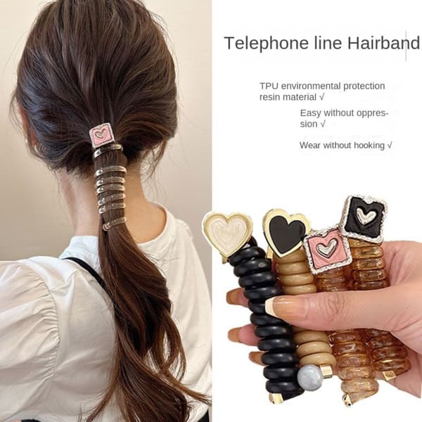 Telefonlinje Hårband Elastiskt gummiband TRANSPARENT transparent