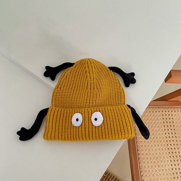 Kids Cuff Knit Beanie Sticking Cap Hat GUL yellow