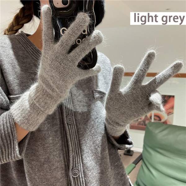 Villaiset käsineet Pitkät rannekäsineet VAALEANHARMAA light grey