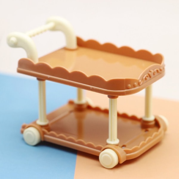 Dukkehus Miniatyrmøbler 2-lags vognvogn BRUN Brown
