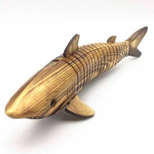 Wood Shark Statue Hai modell dyrefigur