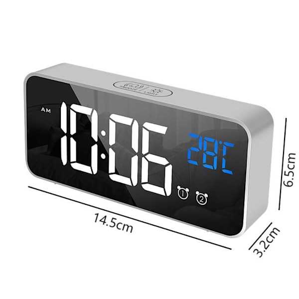 Digital Alarm Bordklokke GRÅ grey