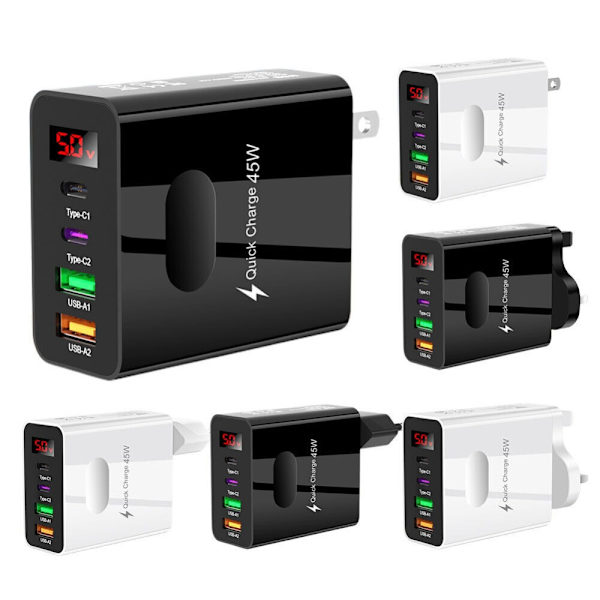 Mobilladdare Multi Laddningshuvud SVART EU-PLUGG EU-PLUGG Black EU Plug-EU Plug