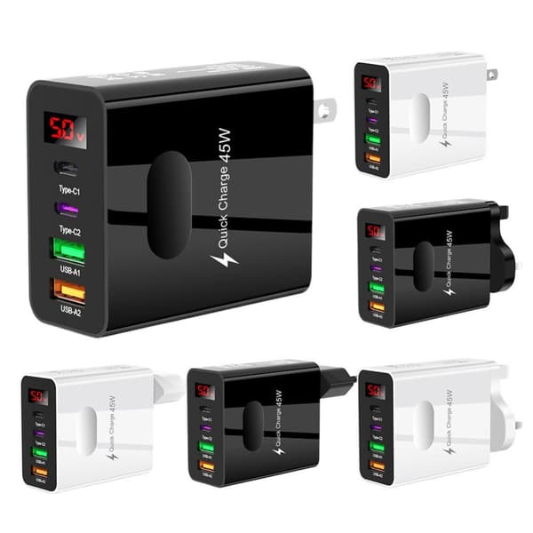Mobiloplader Multi Port Opladerhoved SORT EU STIK EU STIK Black EU Plug-EU Plug
