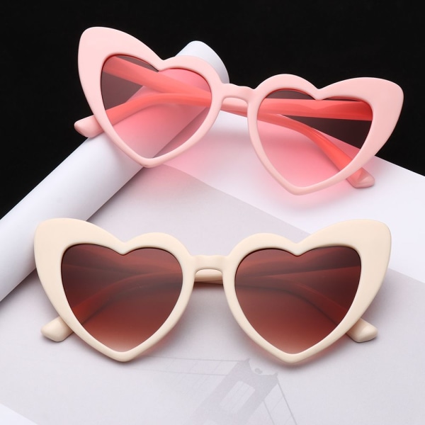 Hjerteformede solbriller Vintage solbriller Beige