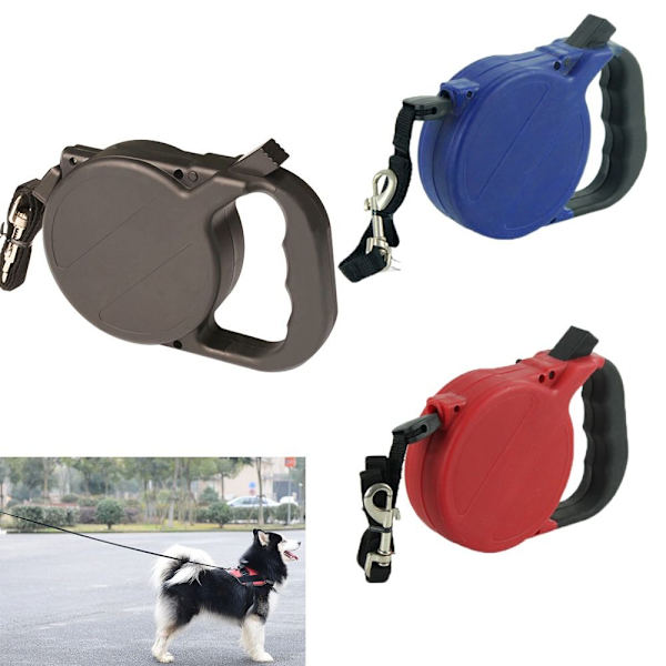 8 meter infällbart hundkoppel BLÅTT blue