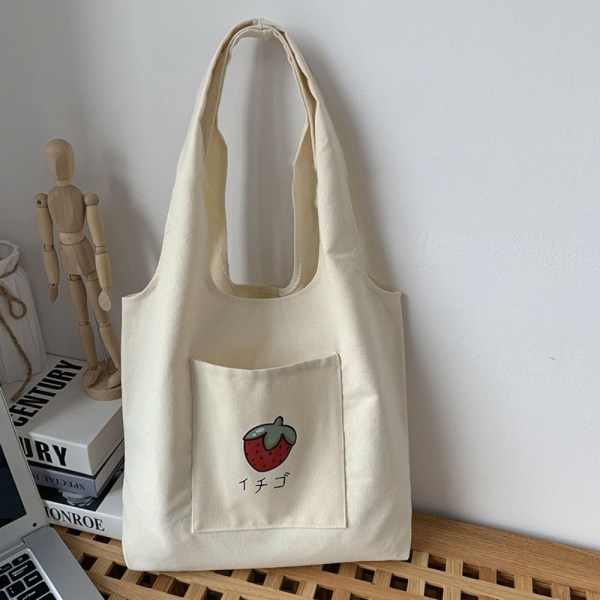 Shoppingväska Textmönstertryck Beige Väska E E E