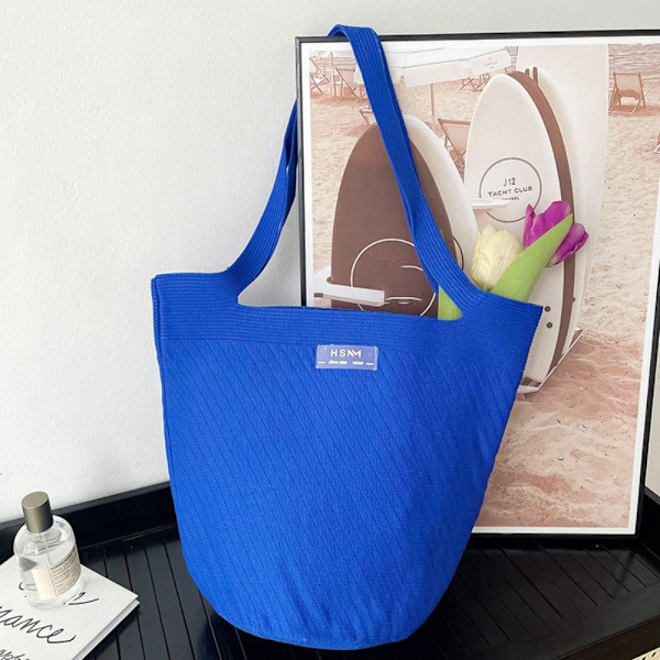 Knit Handbag Knot Wrist Bag SININEN blue