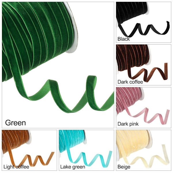 50yards 10mm Velvet Ribbon Flocking Silk LAKE GREEN lake green