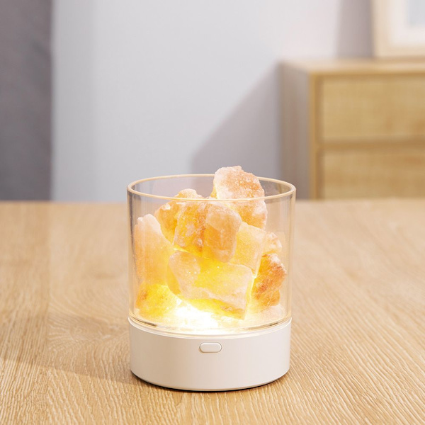 Saltlampa Natural Anion USB Laddning Desktop Färgglad Lampa Sängbord