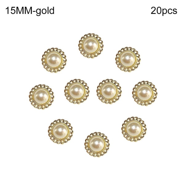 20st Metal Pearl Buttons Skjorta Buttons GULD 15MM20ST 20ST gold 15MM20pcs-20pcs