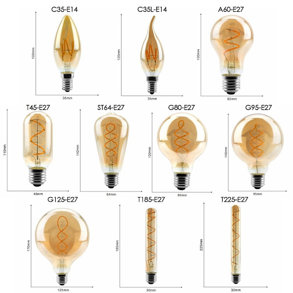 Vintage Retro Pære Filament C35-E14 C35-E14 C35-E14